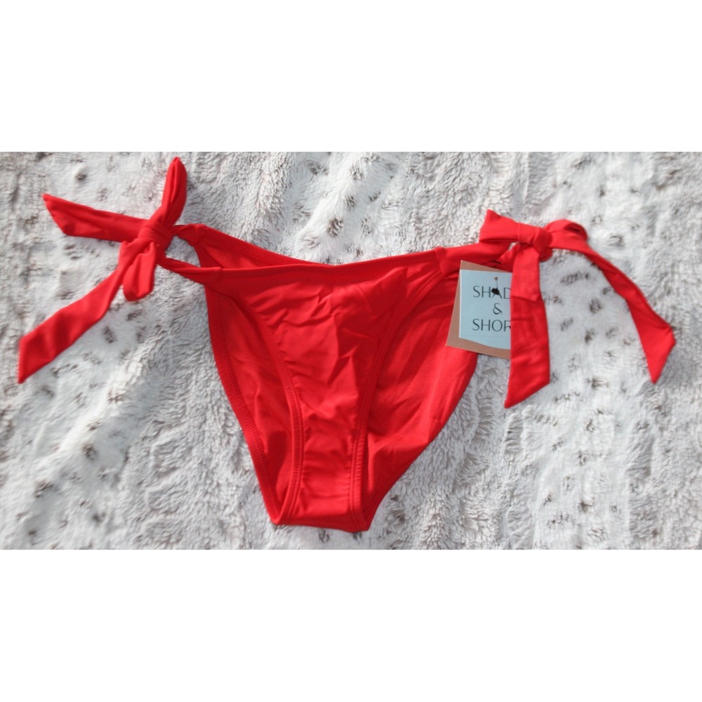 Women's Side-Tie High Leg Medium Coverage Bikini Bottom - Shade & Shore Red - XS
